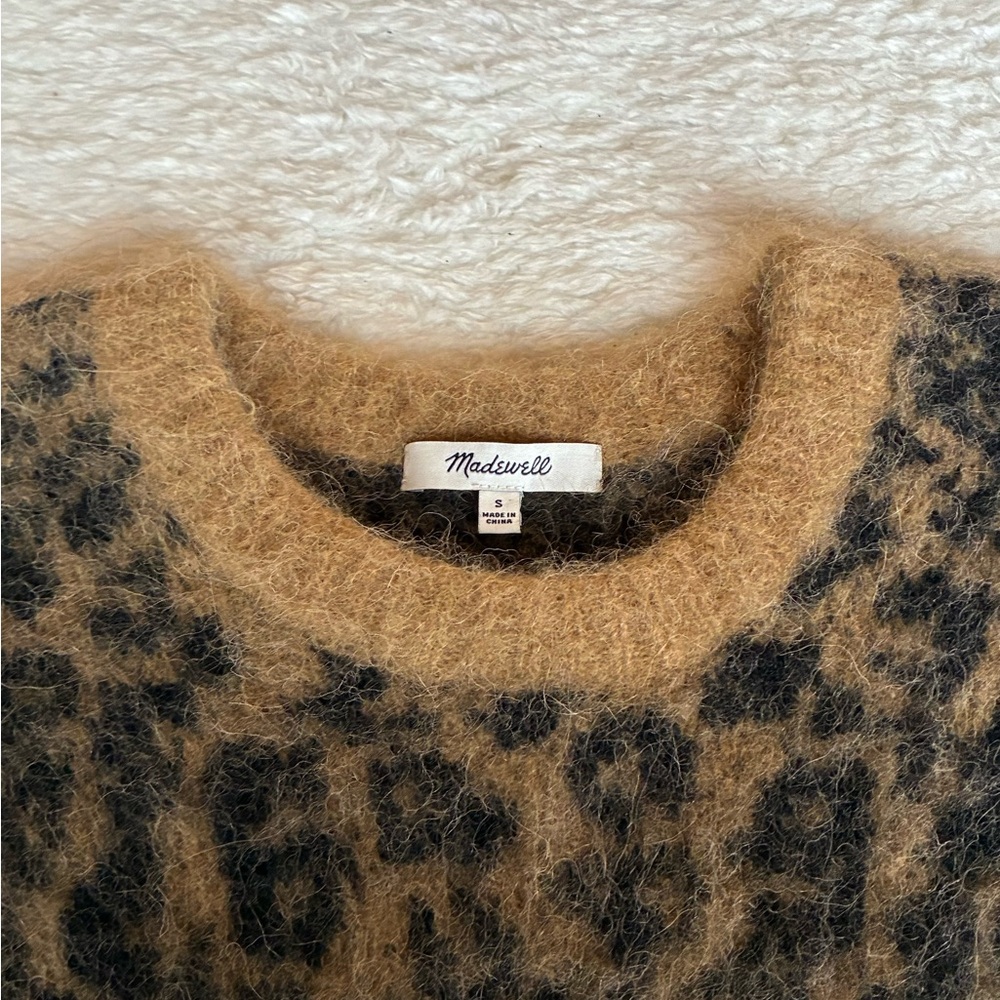 Madewell Alpaca and Merino Wool Sweater, Chunky - S, Leopard Print - Picture 5 of 5
